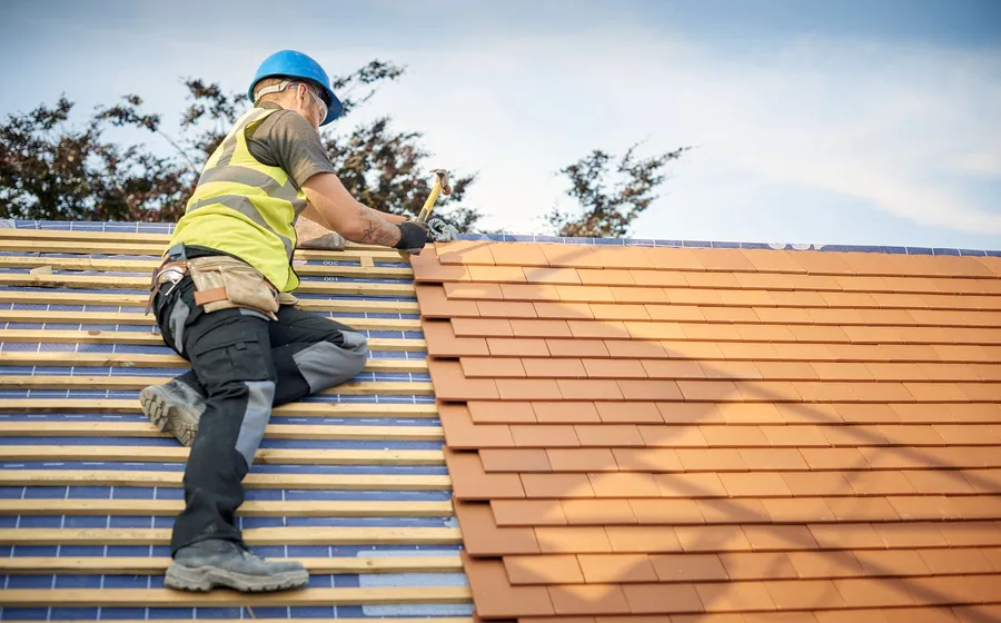 Terracotta ridge capping on a tiled roof